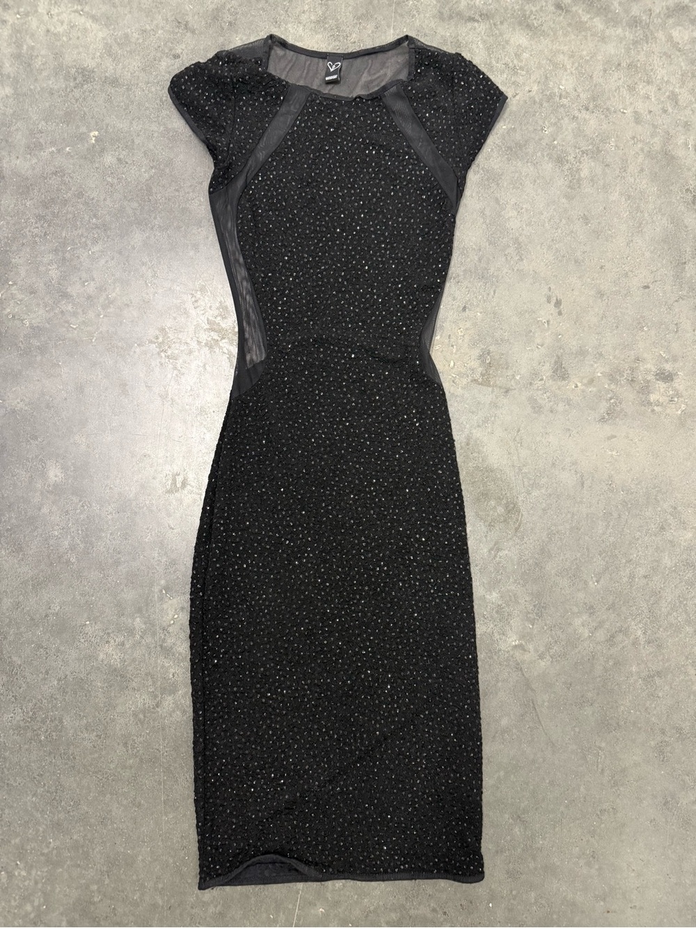 Black Cap-Sleeve Black Sheer Dress - Windsor